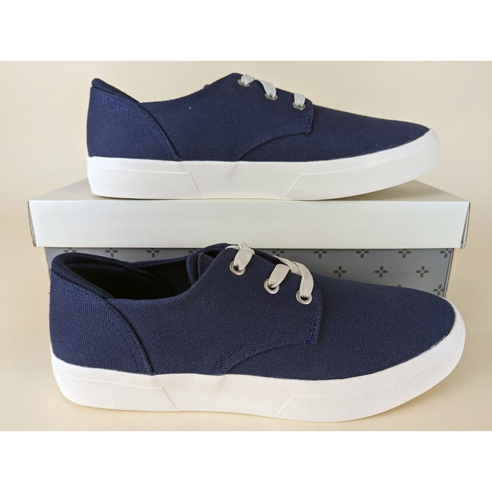 Sun + Stone Kiva Casual Sneakers Mens 9.5 M Navy Blue Lace Up Low Top Shoes NWB